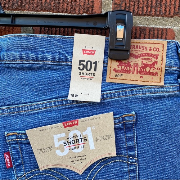🆕 Levi’s 501 Shorts High Rise Denim Jean Plus - Picture 5 of 8